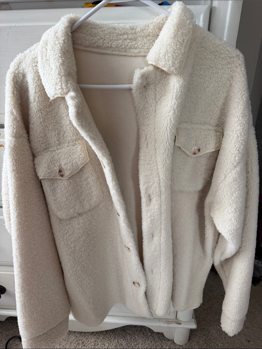 Cozy Cream Sherpa Button-Up Jacket